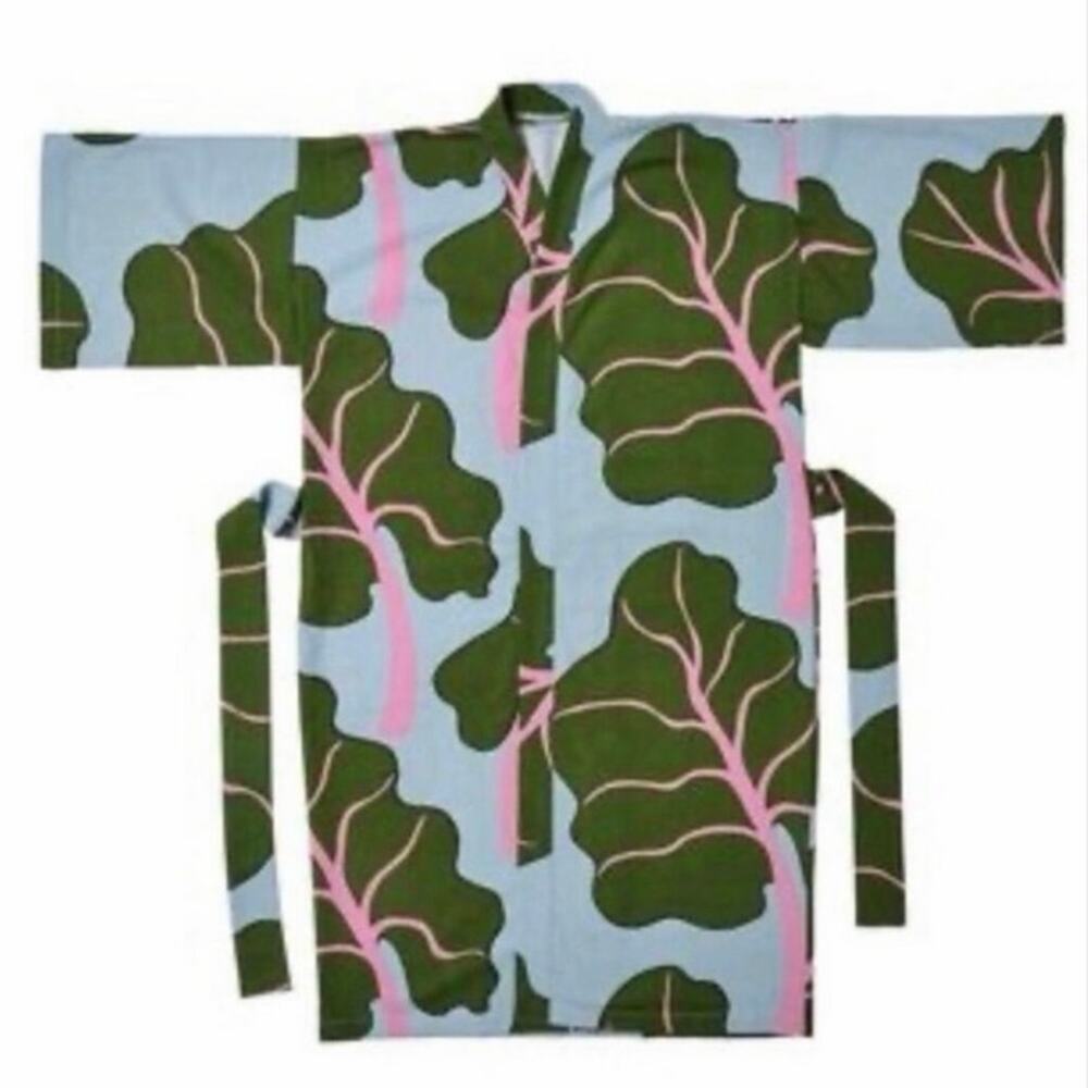 IKEA x Marimekko Bastua Kimono Bathrobe, Leaf Blue, Unisex